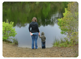 mom and child at water